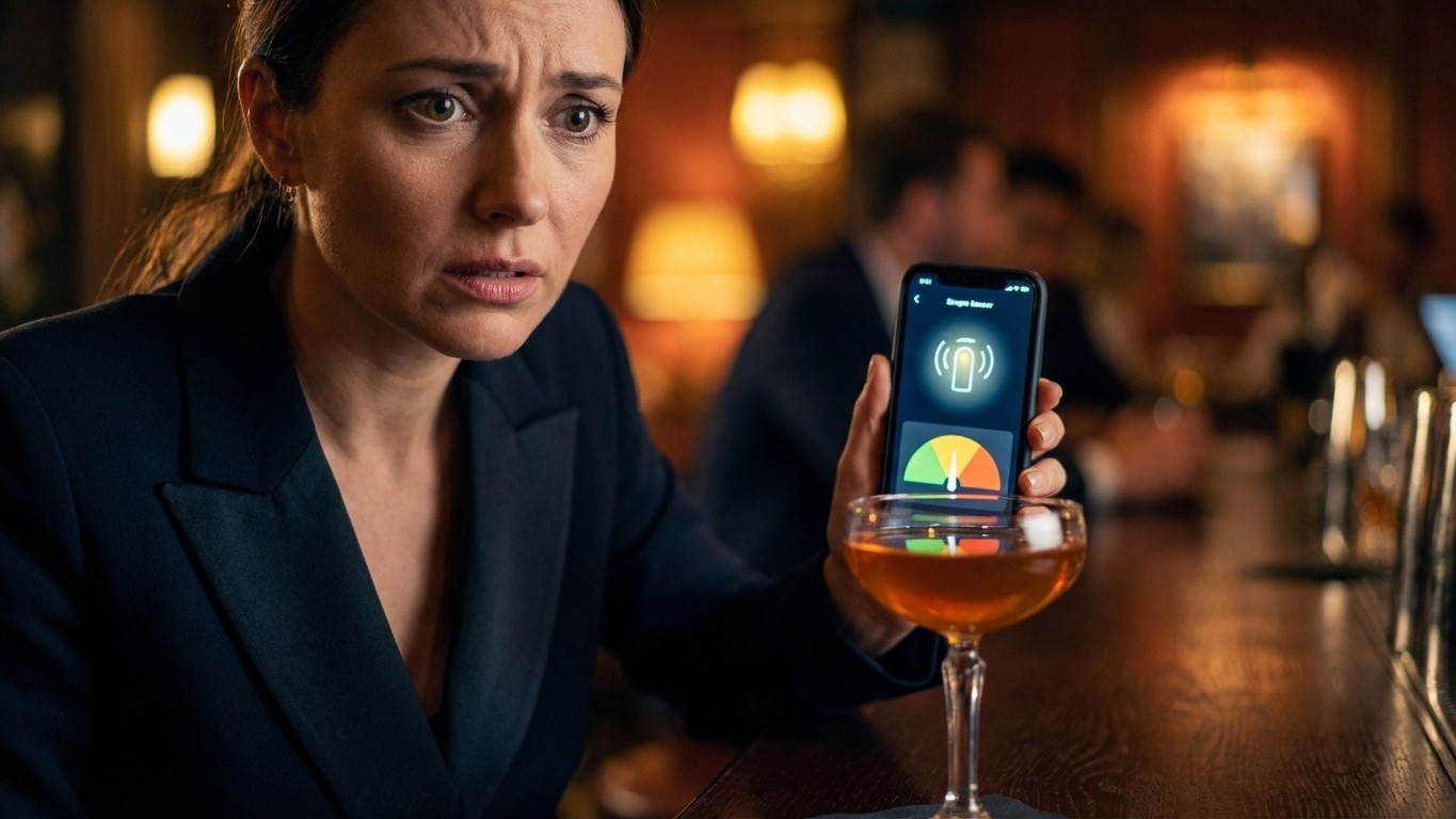 Elle approche son téléphone de son verre en soirée : 10 secondes plus tard, l'appli affiche un mot que personne ne veut lire