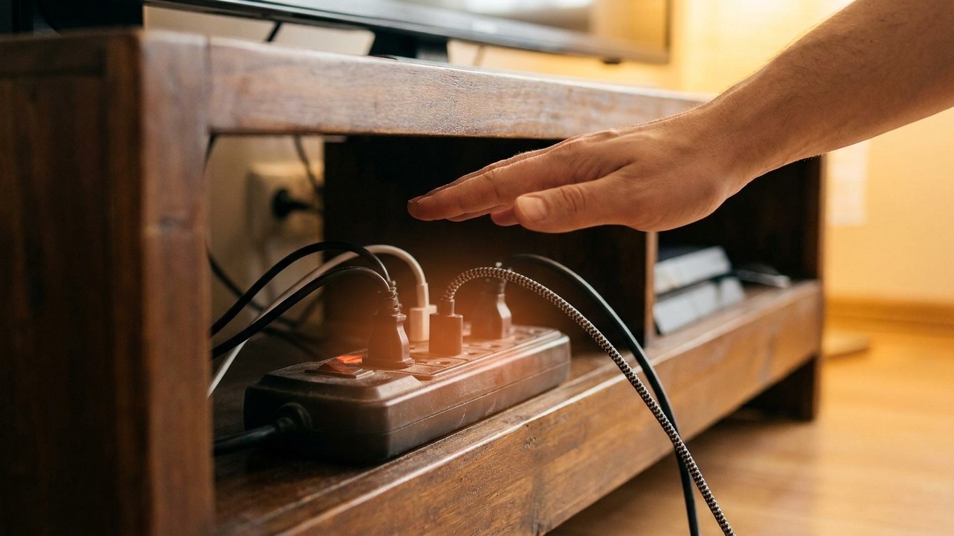 J'ai branché une deuxième multiprise connectée derrière mon meuble TV juste pour gagner quatre prises : le soir où j'ai pa...